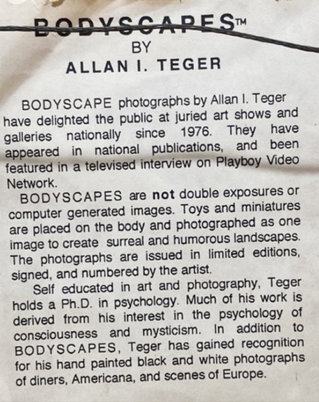 ALLAN I. TEGER BODYSCAPES BELLY BUTTON FISHING PHOTO SIGNED 236/250 original - Picture 14 of 16